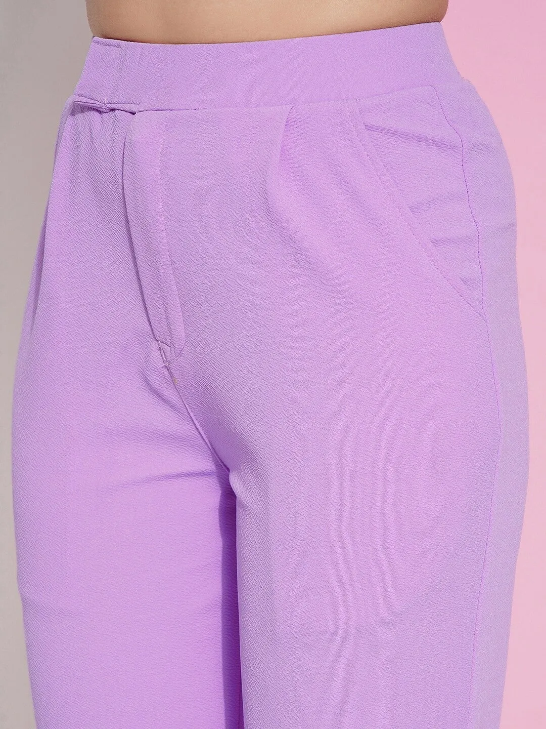 Lavender Regular Fit Solid Trouser