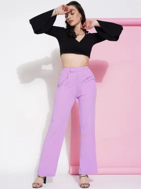 Lavender Regular Fit Solid Trouser