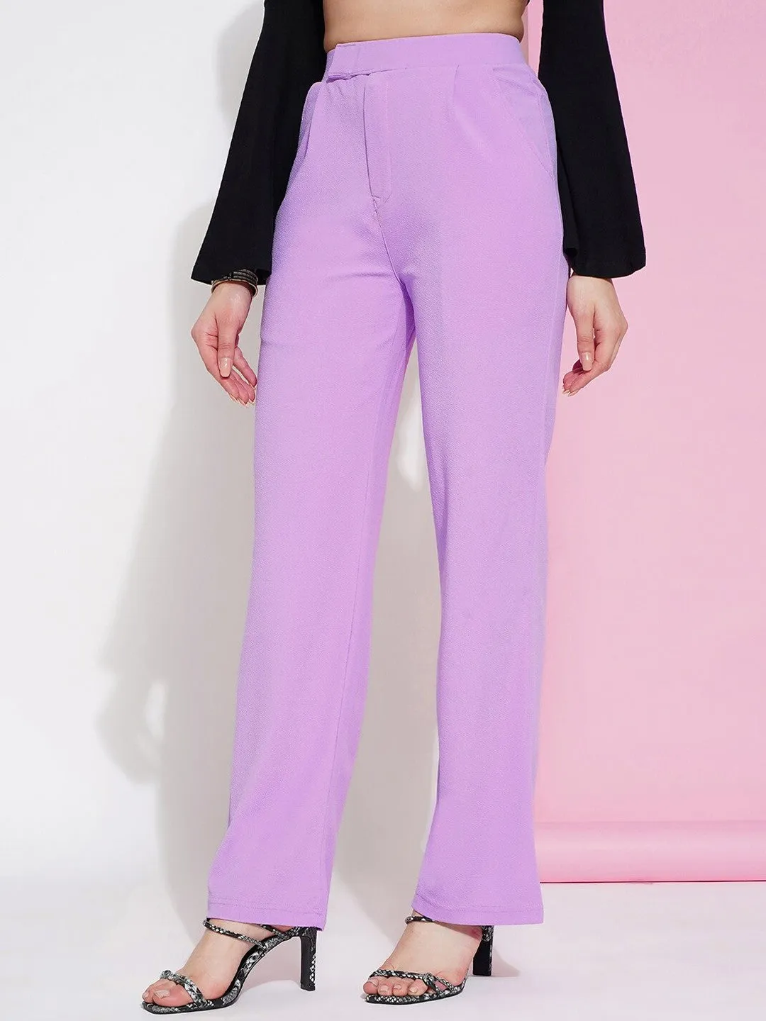 Lavender Regular Fit Solid Trouser