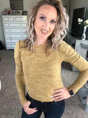 Lightweight soft knit ruffle sleeved top