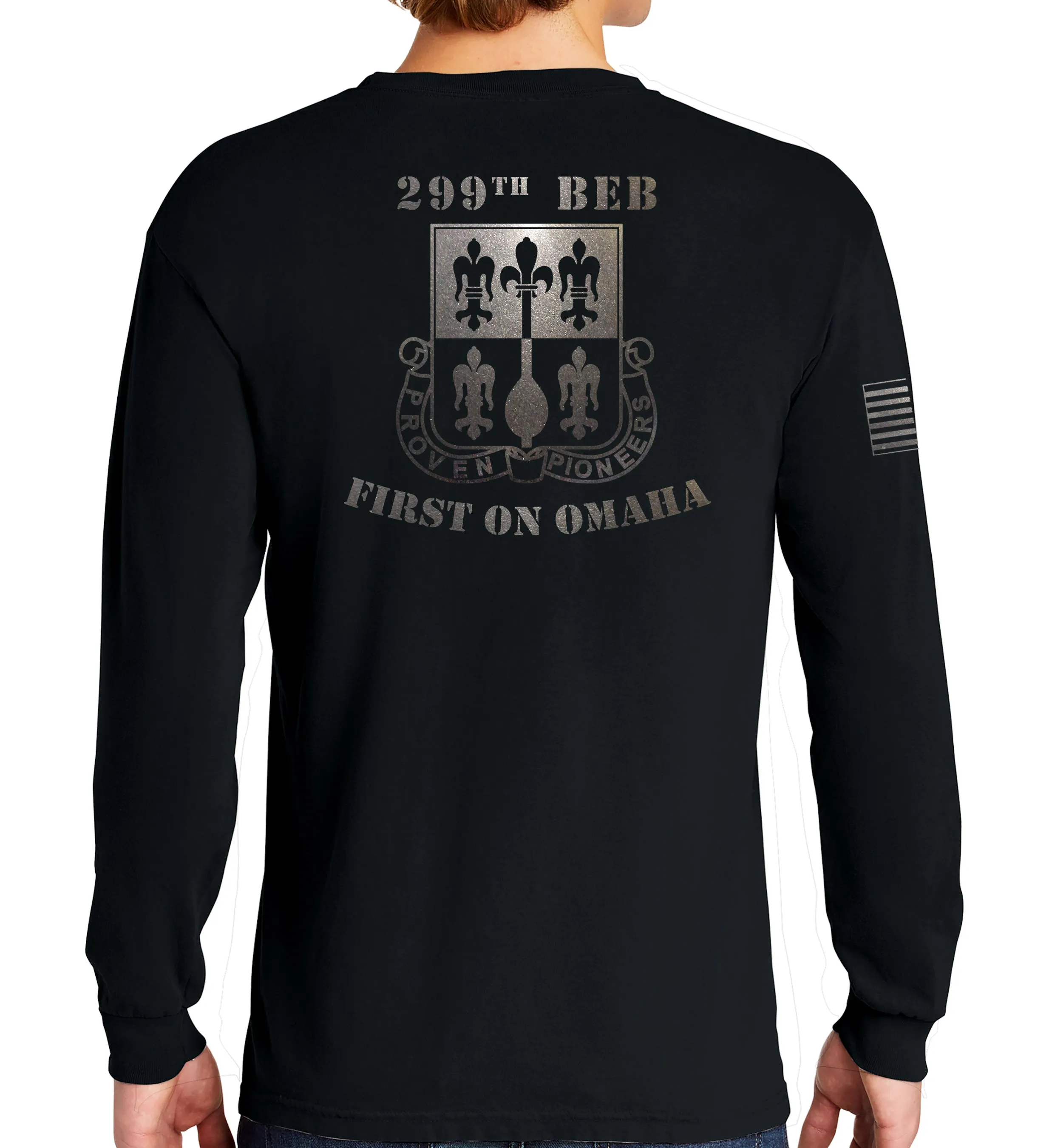 Long Sleeve 50-50 Blend (Black on Black Design) Unisex Shirt. This shirt IS approved for PT