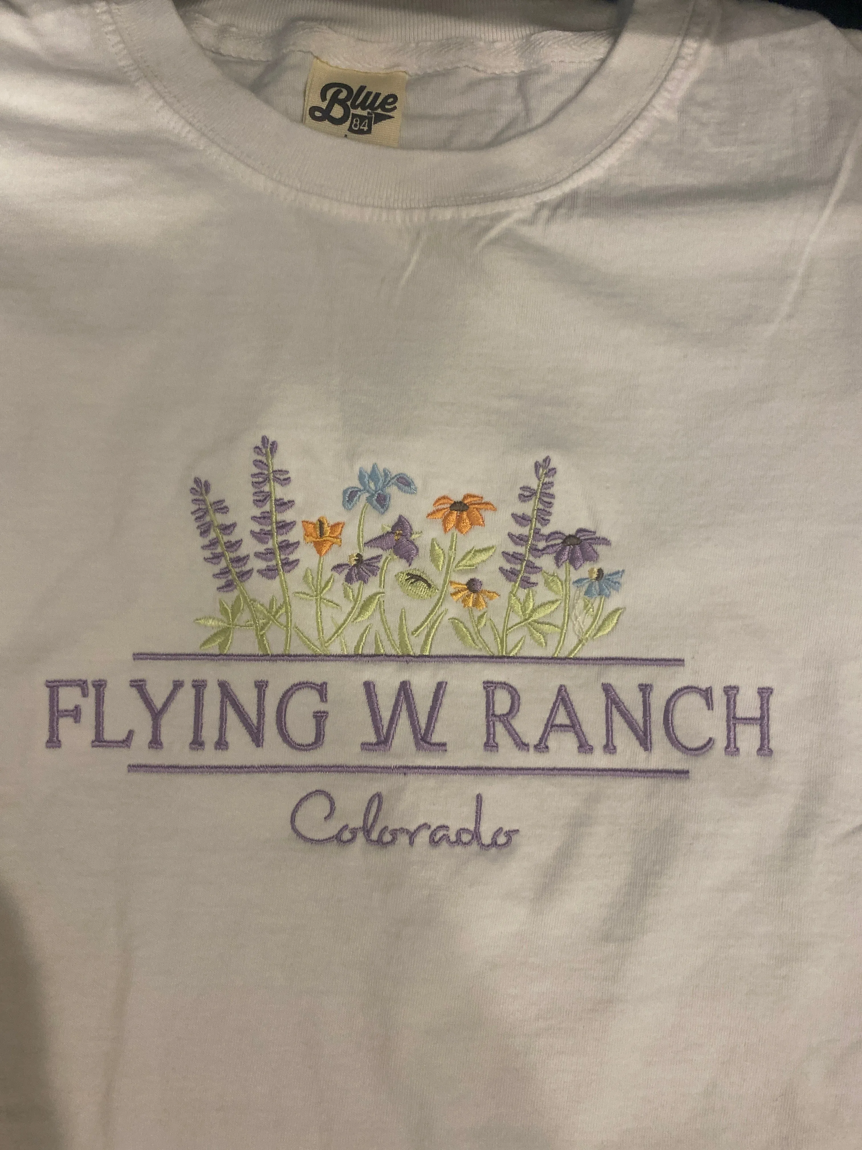 Long Sleeve White Embroidered Flowers T-Shirt