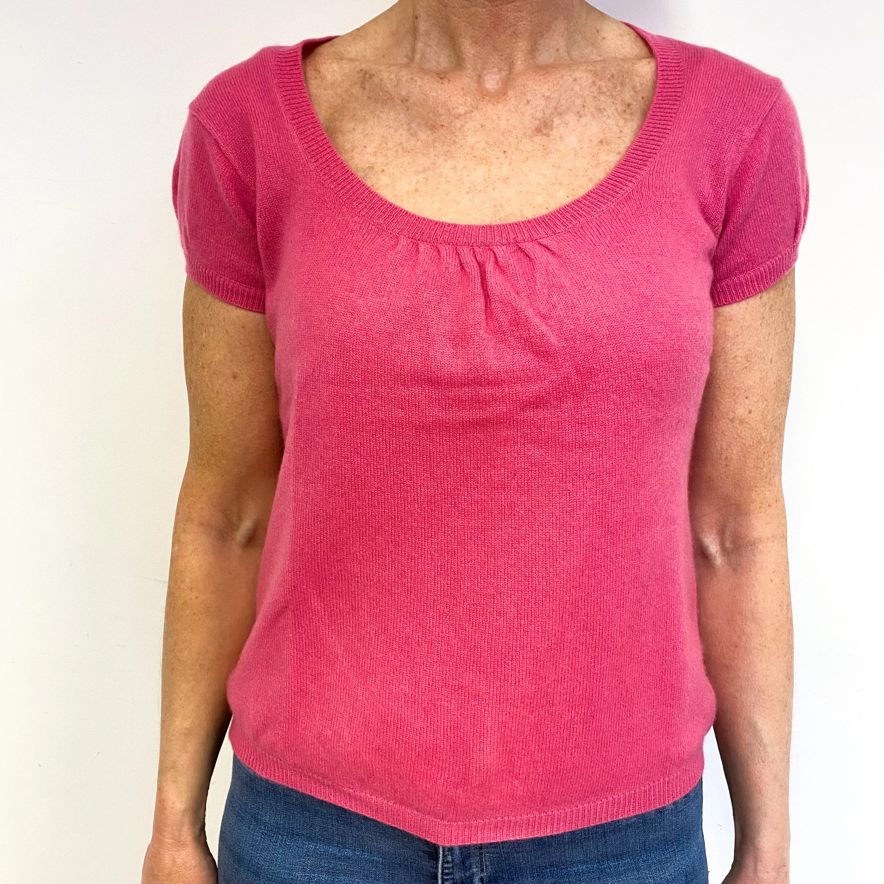 Lupin Pink Cashmere Short Sleeved Jumper Medium