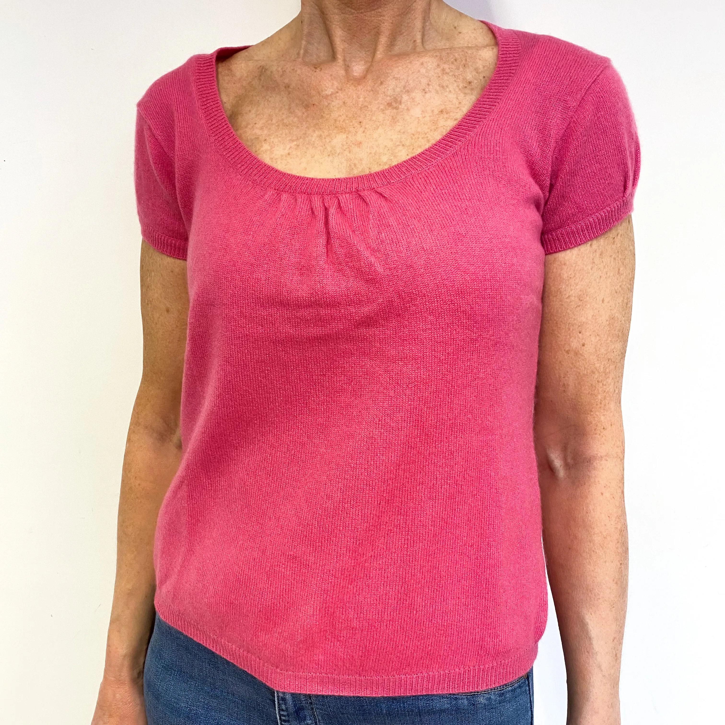 Lupin Pink Cashmere Short Sleeved Jumper Medium