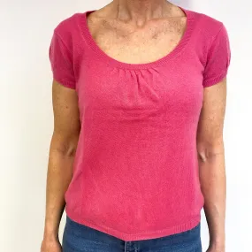Lupin Pink Cashmere Short Sleeved Jumper Medium