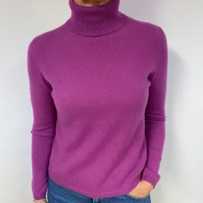 Magenta Cashmere Polo Neck Jumper Medium
