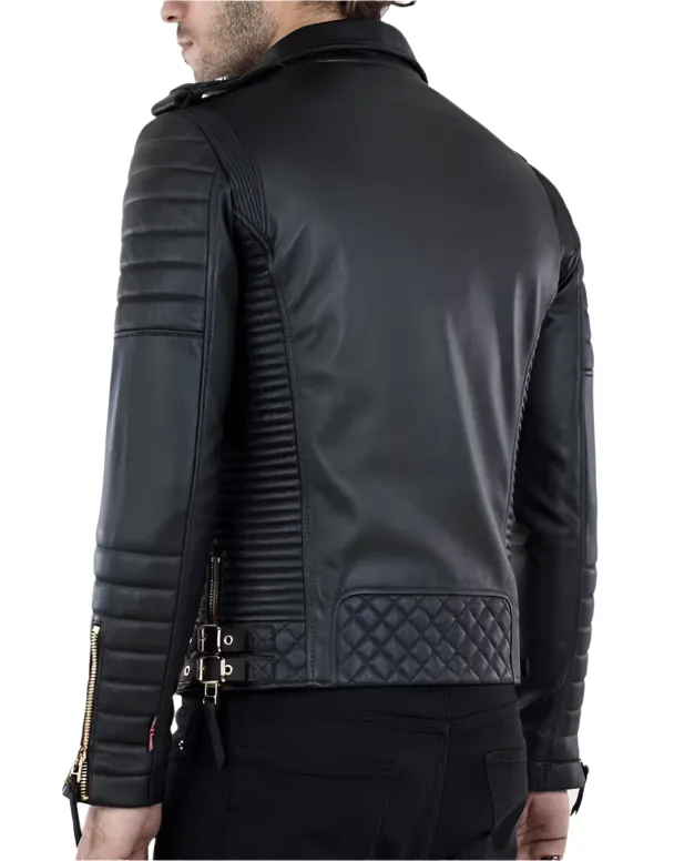 Men's Genuine Leather Quilted Biker Jacket