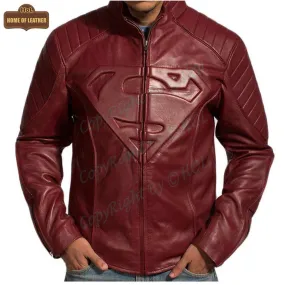 MMJ18 Superman Smallville Tom Welling Style Emblem Faux Leather Jacket