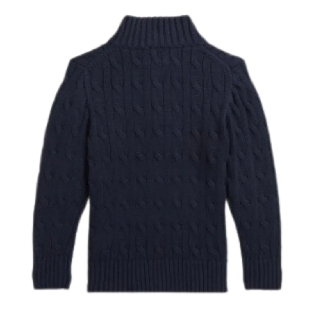 Navy Cable Knit 1/4 Zip Jumper