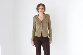 Neutral 90s Wool Blend Button Front Knit