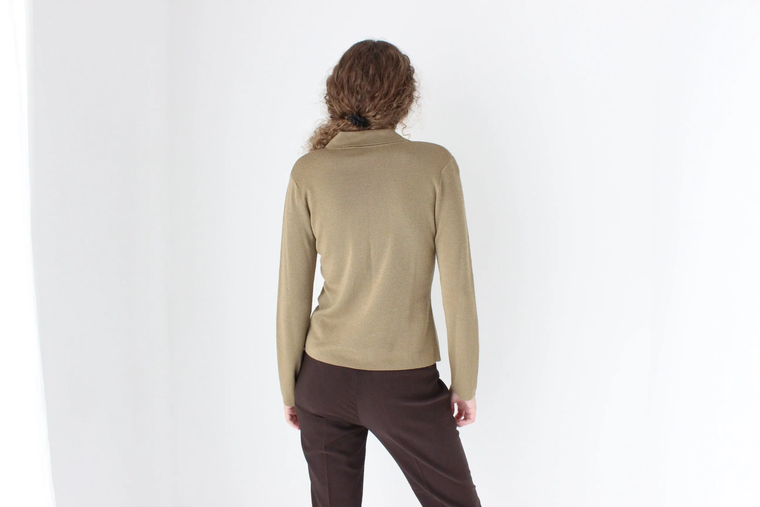 Neutral 90s Wool Blend Button Front Knit