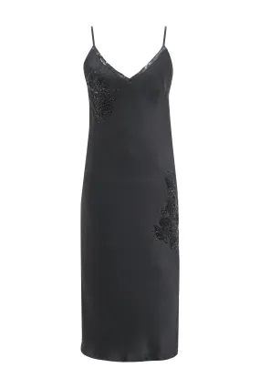 Now 60% OFF -Embellished Bias Slip Dress