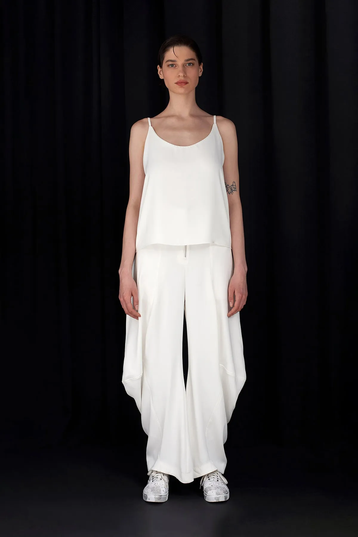 Nu Side Detailed High Waist Trousers Off White