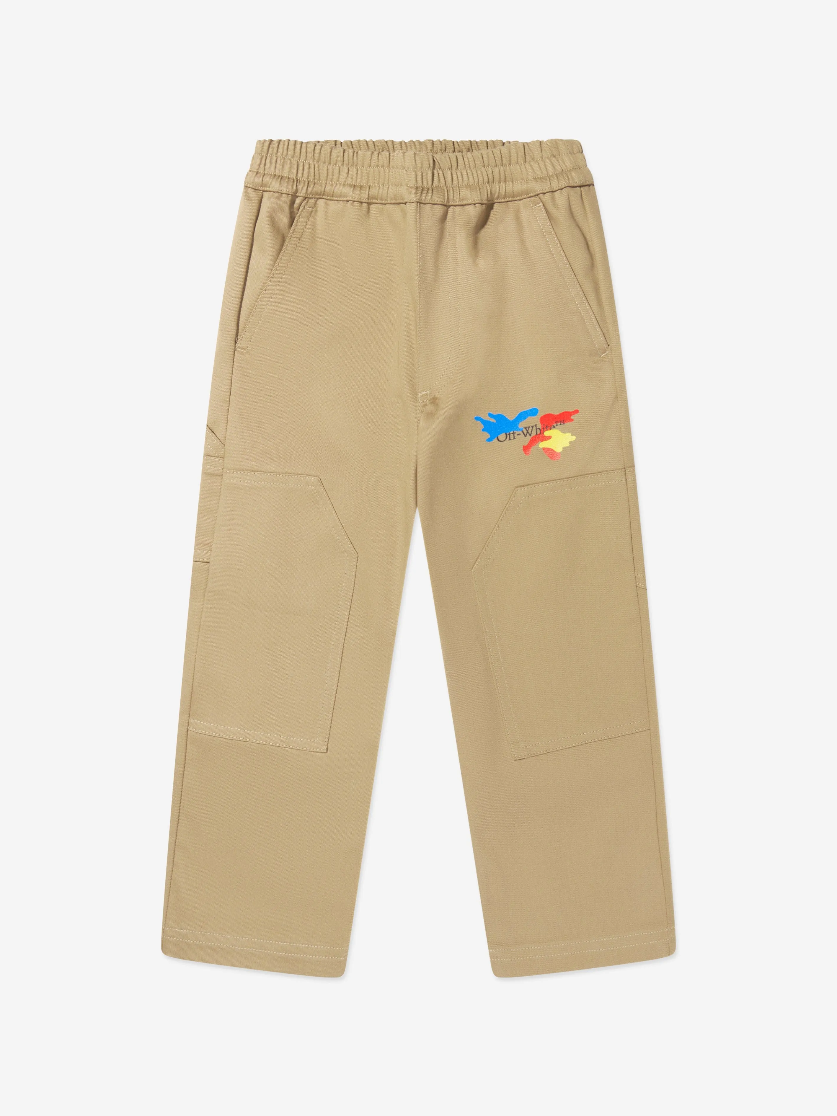 Off-White Boys Camouflage Logo Carpenter Trousers in Beige
