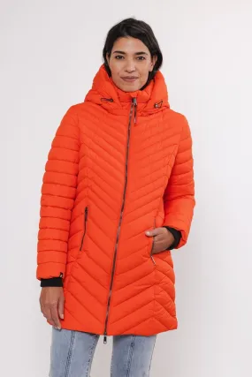 Orange Padded Coat With Detachable Hood