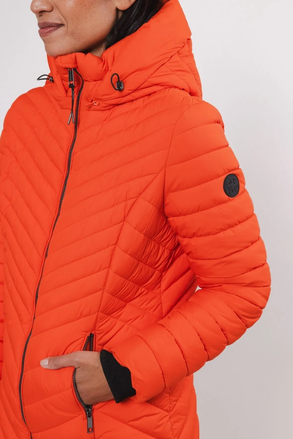 Orange Padded Coat With Detachable Hood