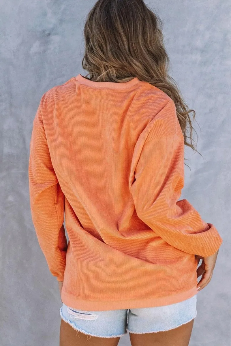 Orange "Howdy Pumpkin" Halloween Graphic Sweatshirt