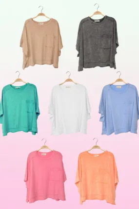 Oversized Washed Crop Comfy Knit Top