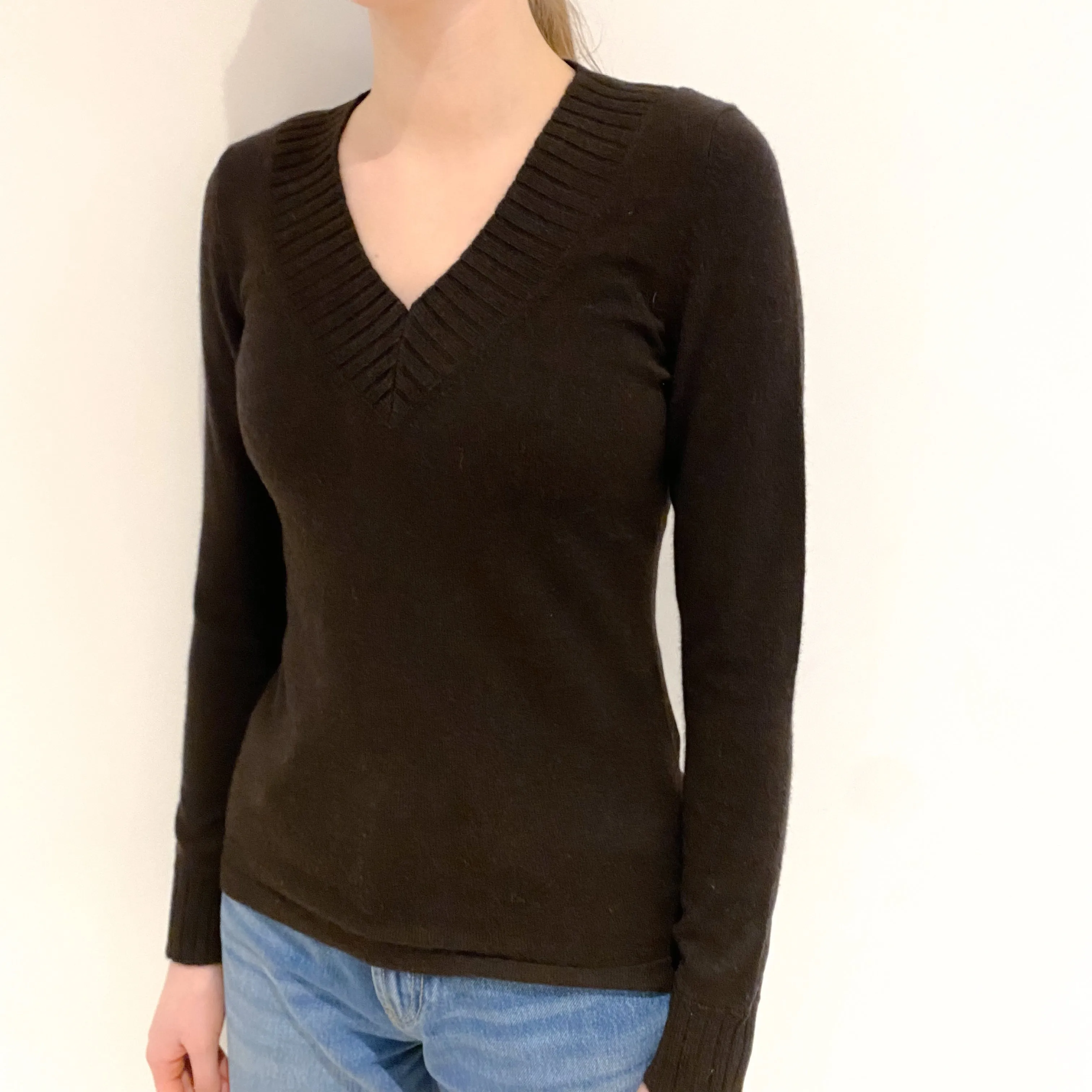 Peppercorn Brown V Neck Jumper Extra Small