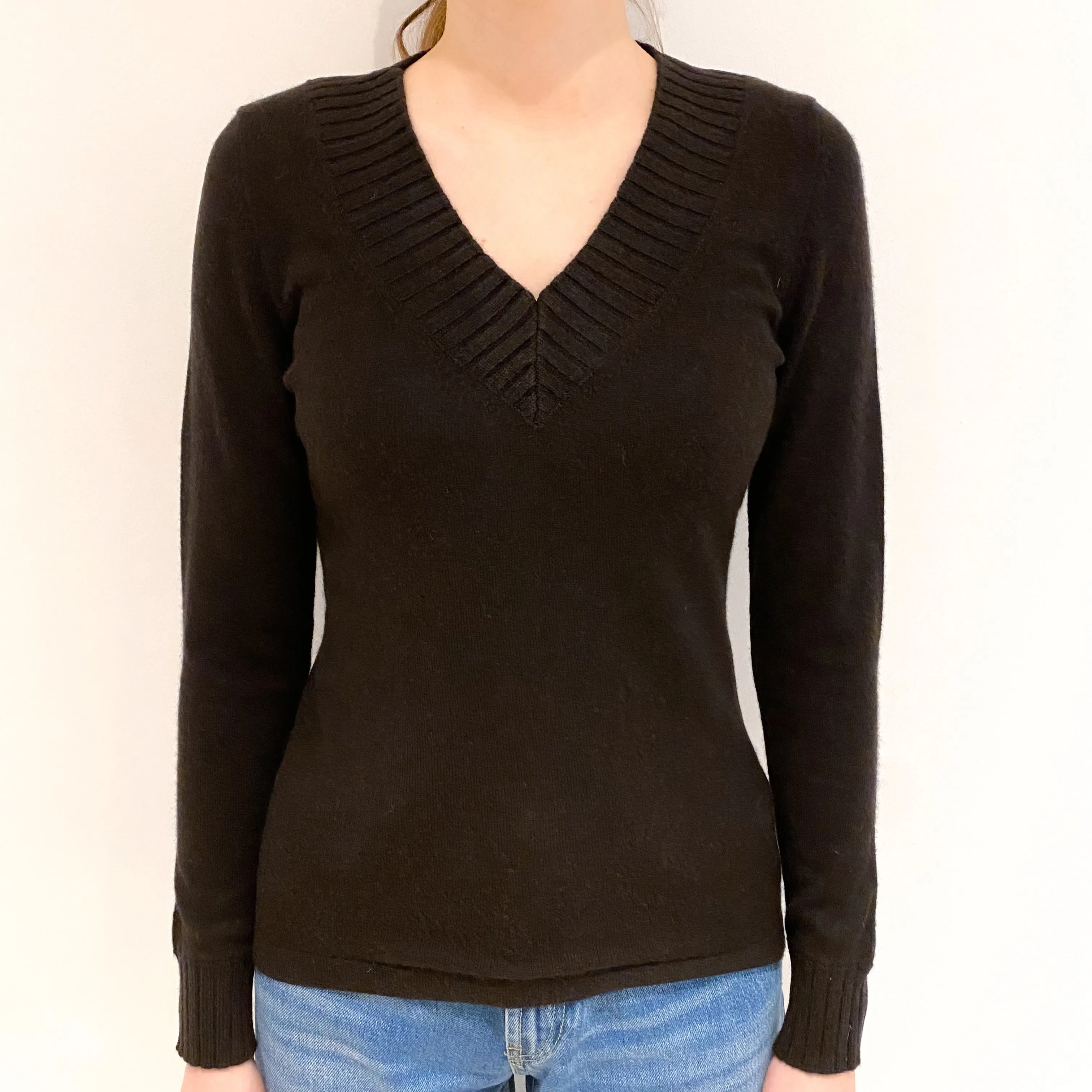 Peppercorn Brown V Neck Jumper Extra Small