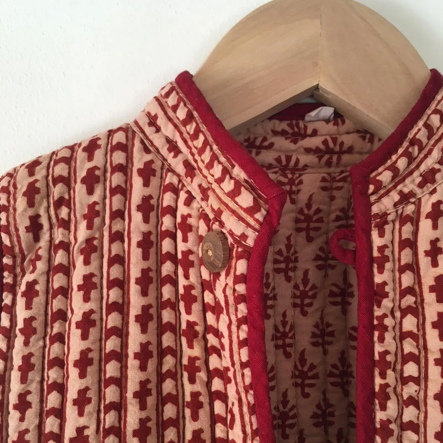 Quilted india blockprint vest size 2-3