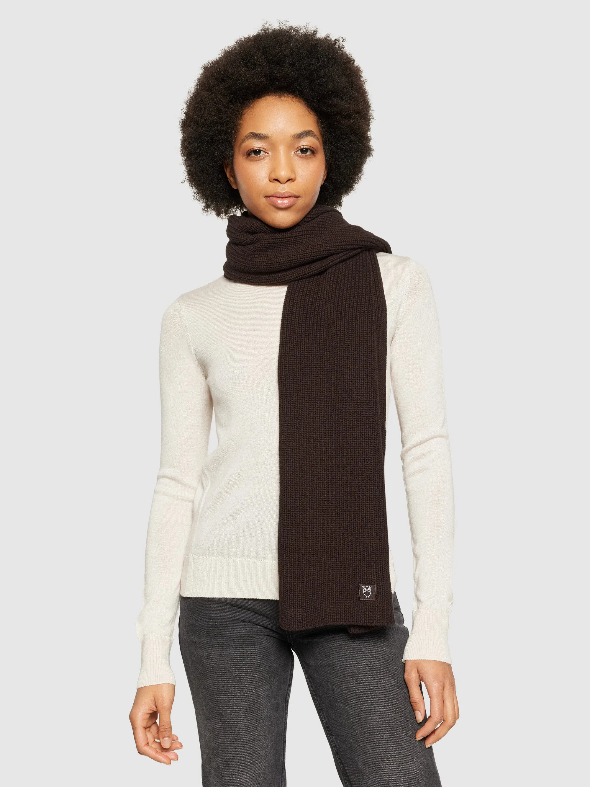 Rib knit scarf - Chocolate Plum