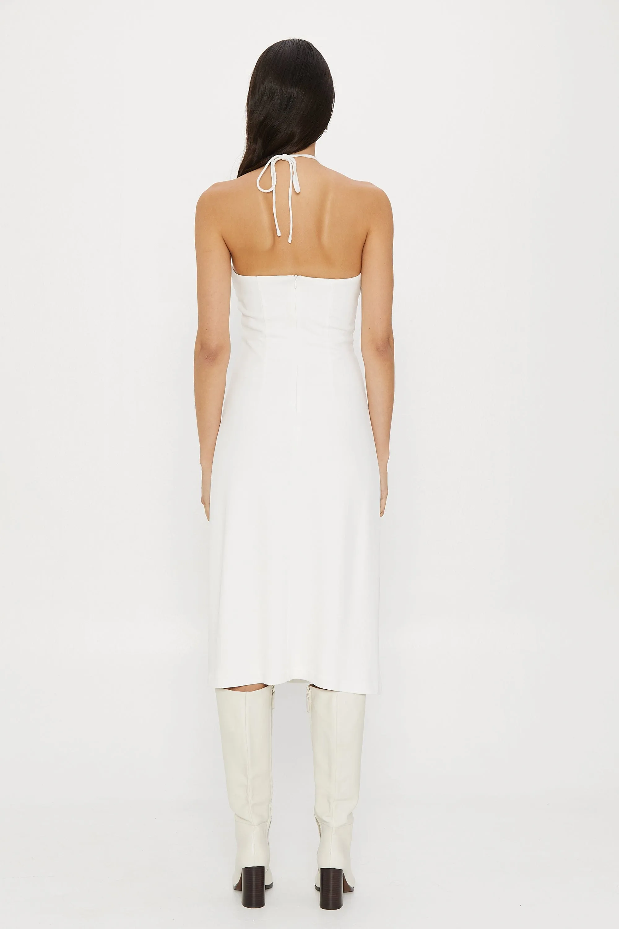 RIP TIDE MIDI SLIP DRESS | OFF WHITE