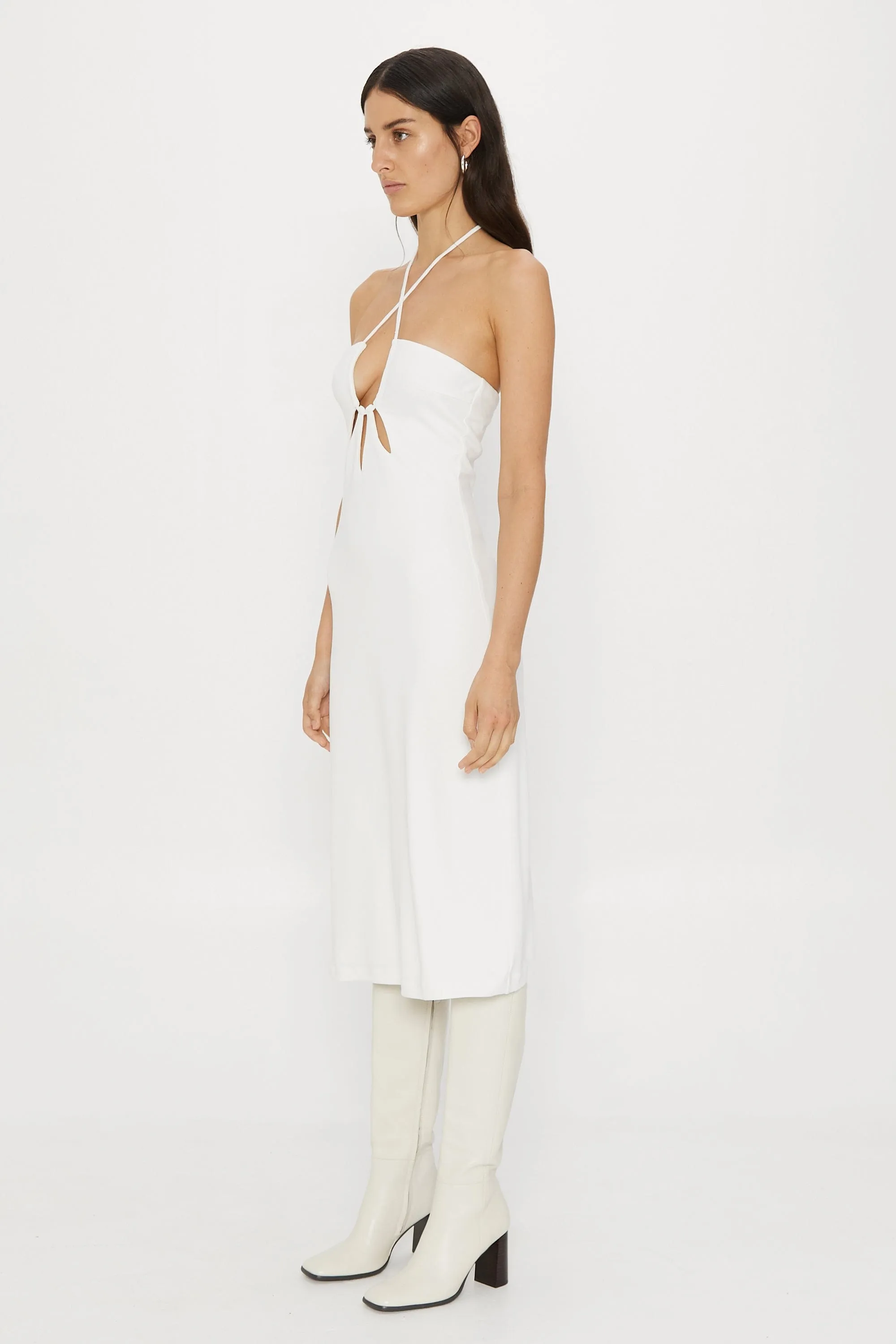 RIP TIDE MIDI SLIP DRESS | OFF WHITE