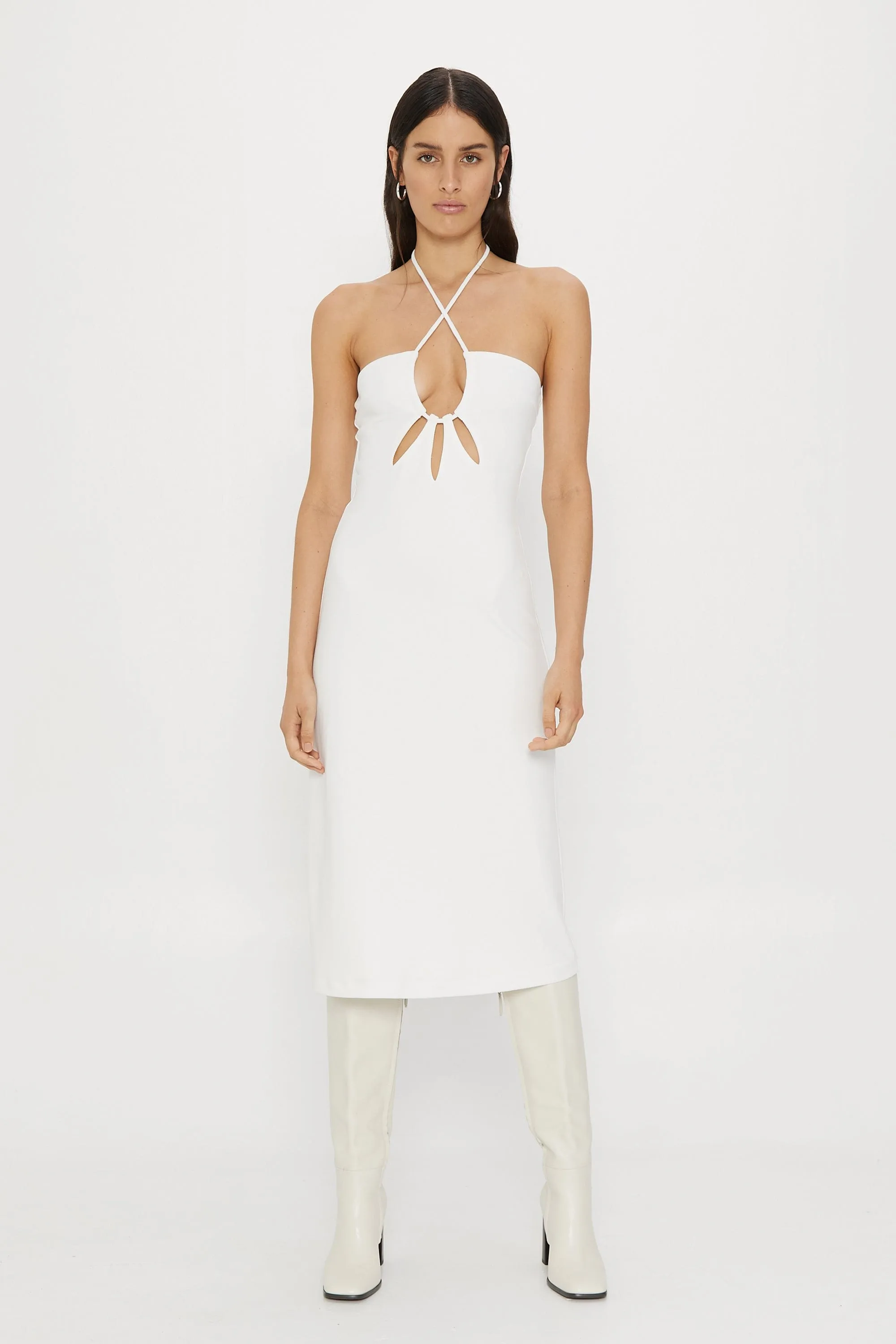 RIP TIDE MIDI SLIP DRESS | OFF WHITE