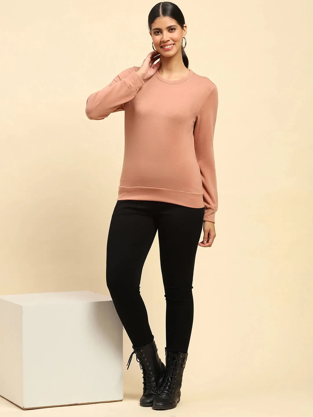 Rose Solid Eco Silk Blend Ultra Soft Sweatshirt