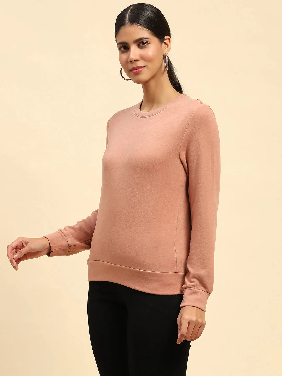 Rose Solid Eco Silk Blend Ultra Soft Sweatshirt