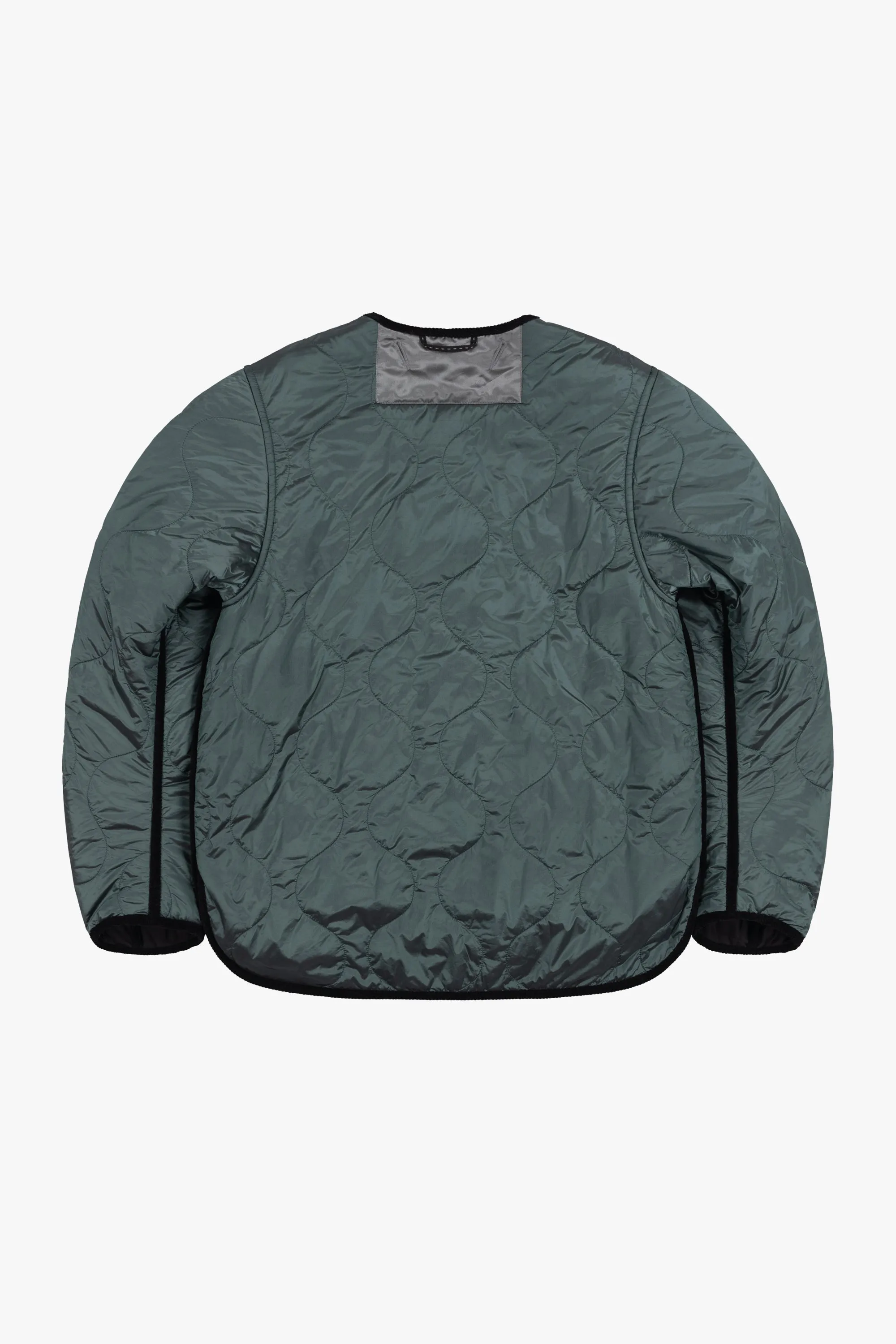 Satin Quilt Jacket - Black / Mineral Green