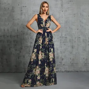 Sexy Deep V Plunge Neck Backless Formal Dress