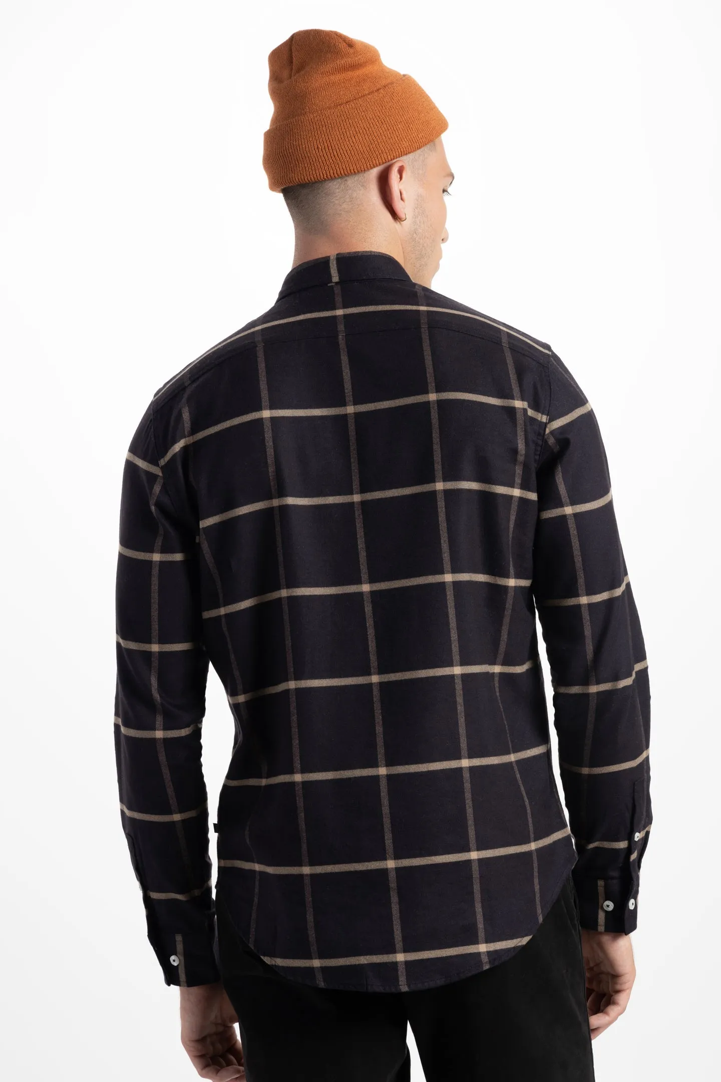 Soft Cloth Doheny Patch Pocket Shirt in Italian Woven - Black Plaid
