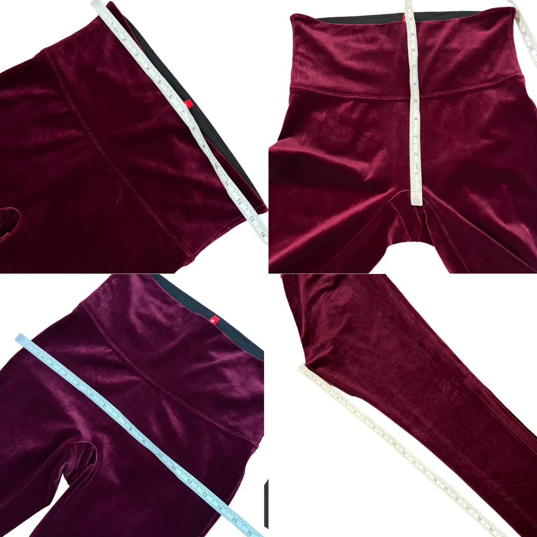 Spanx Shiny Velvet Leggings Size Medium Burgundy Red