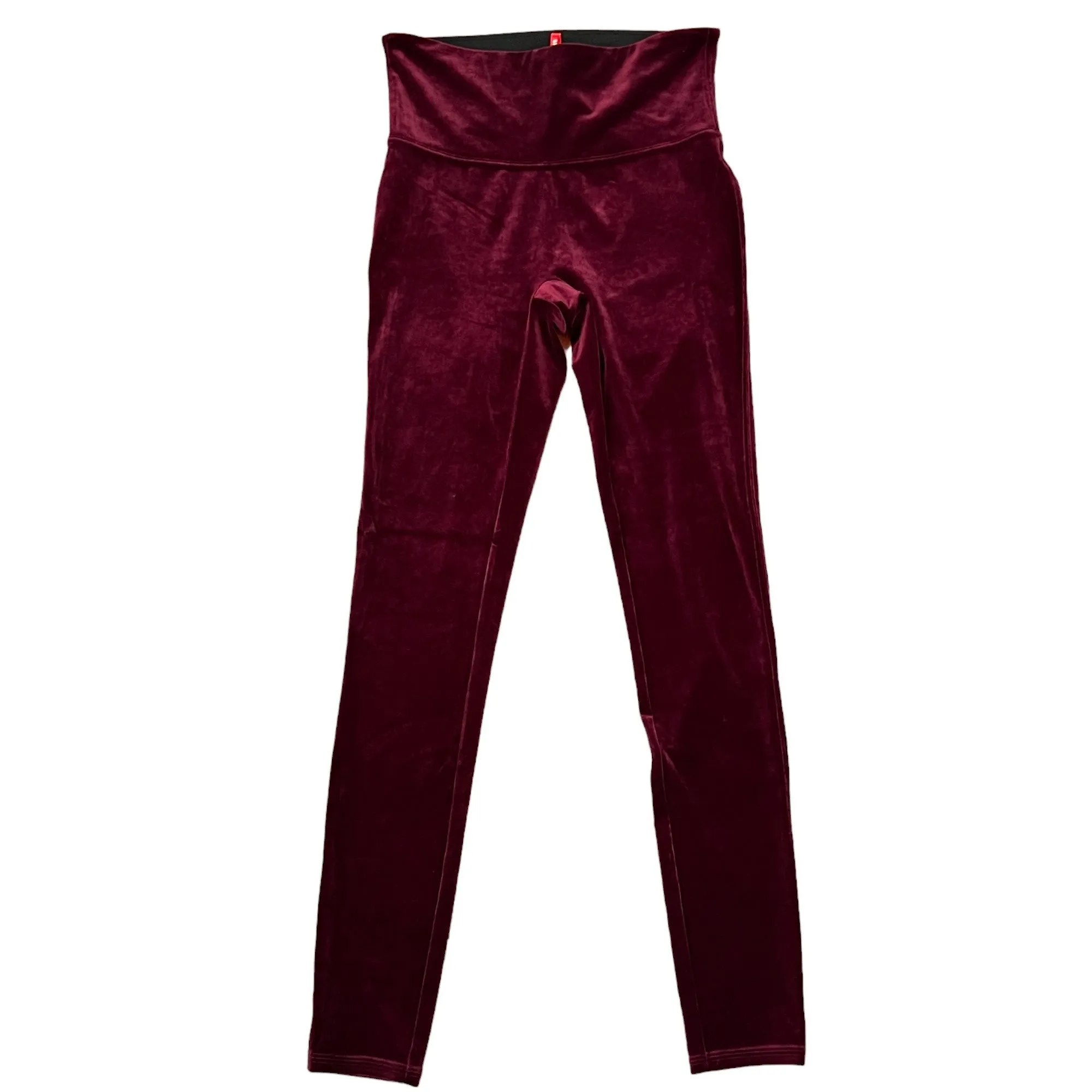 Spanx Shiny Velvet Leggings Size Medium Burgundy Red