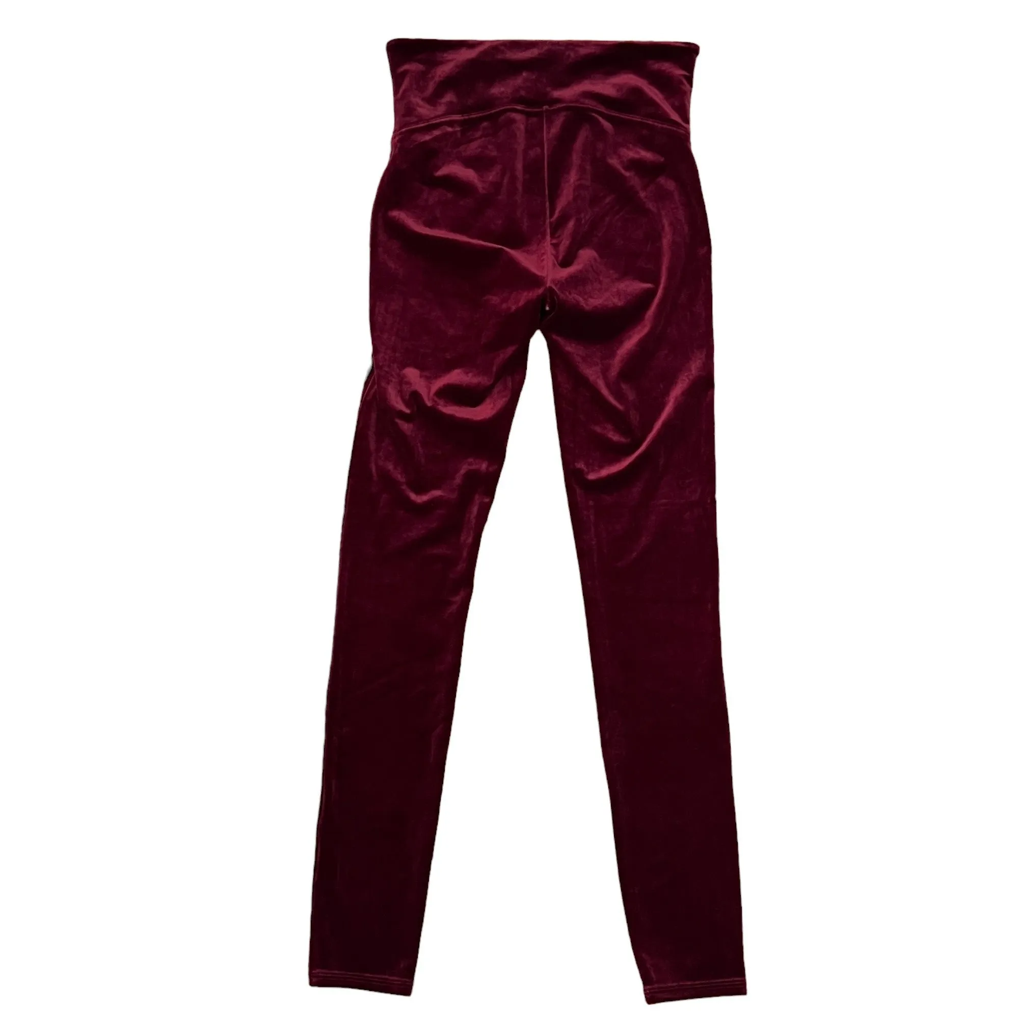 Spanx Shiny Velvet Leggings Size Medium Burgundy Red