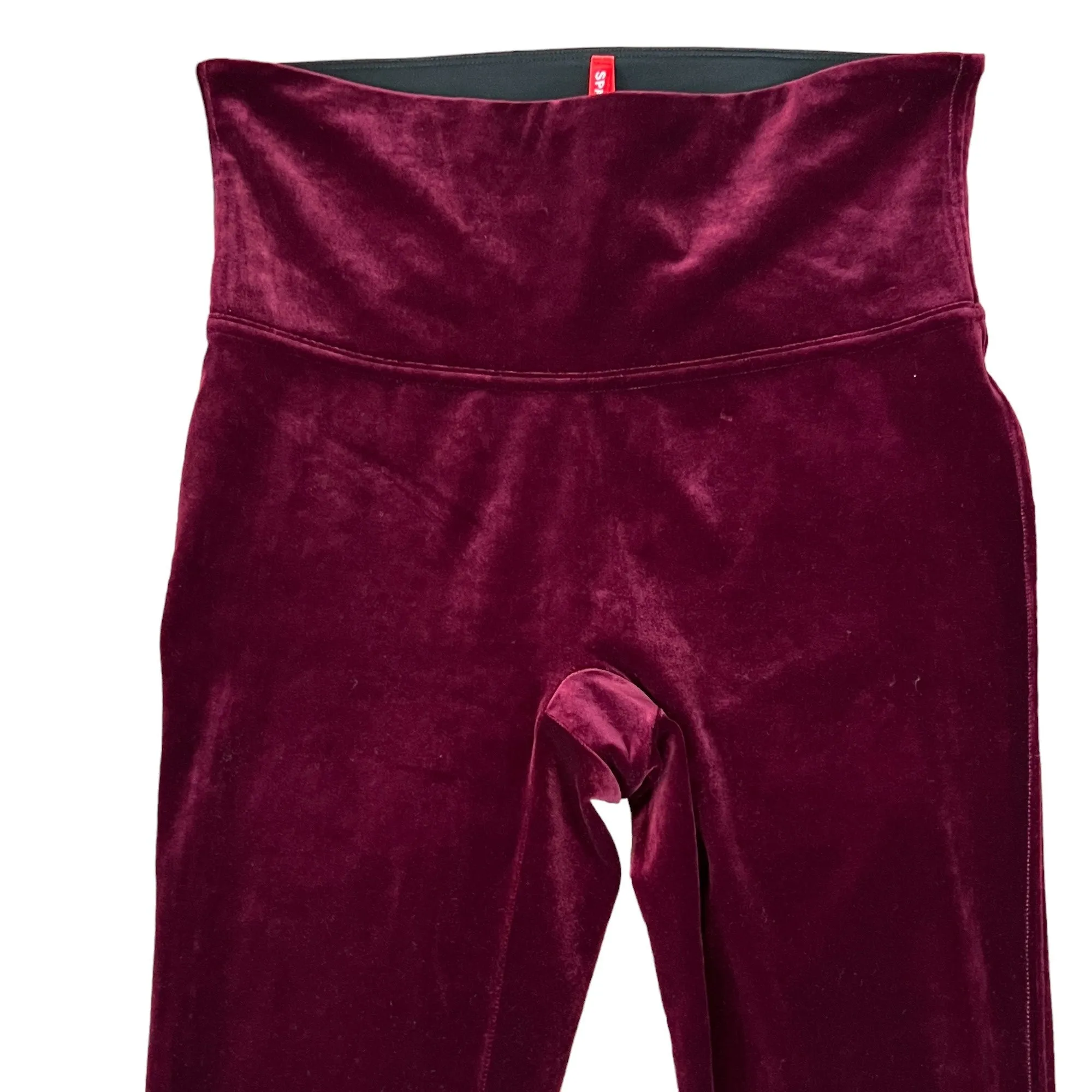 Spanx Shiny Velvet Leggings Size Medium Burgundy Red
