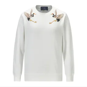Sweatshirt white SW2101/ with cranes