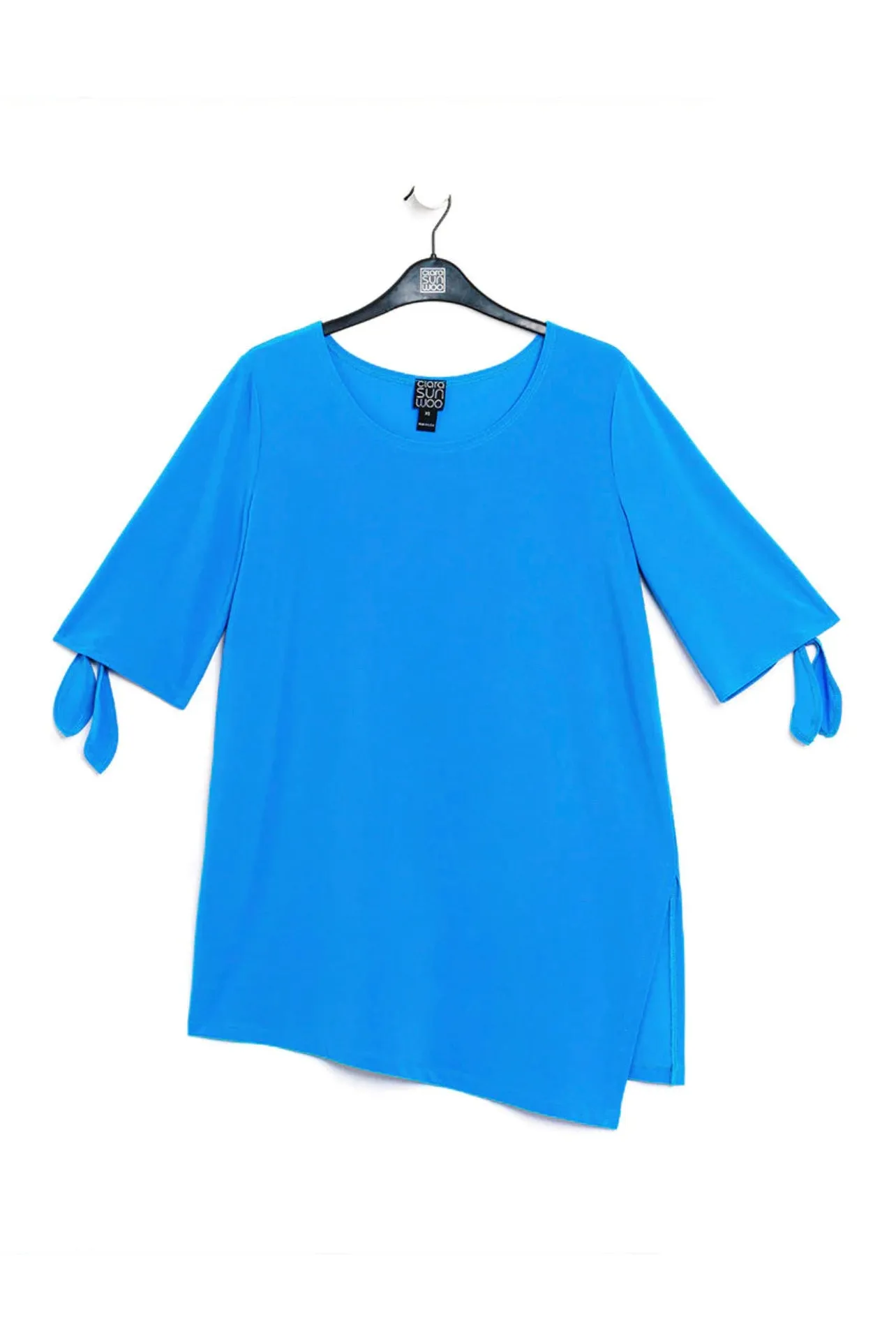 Tie Cuff Asymmetrical Vent Tunic - Brilliant Blue CLARA SUNWOO TU81