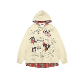 TODAMU® Autumn New American Loose Puppy Cardigan Spliced Plaid Sweater Jacket