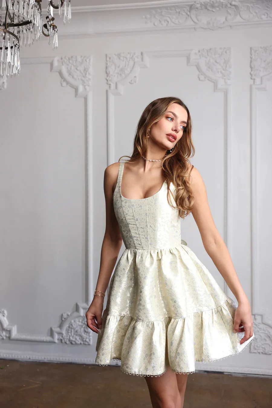 V. Chapman Betina Dress in Light Blue Duchess