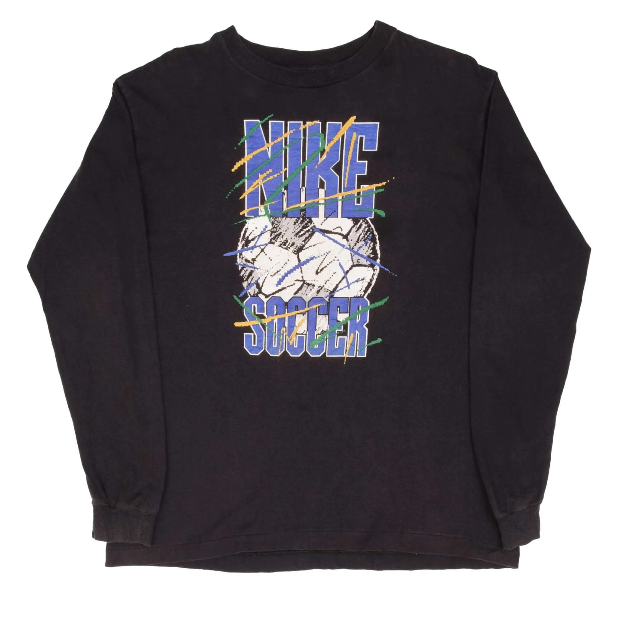 VINTAGE NIKE SOCCER LONG SLEEVE TEE SHIRT LATE 1980S SIZE MEDIUM MADE IN USA