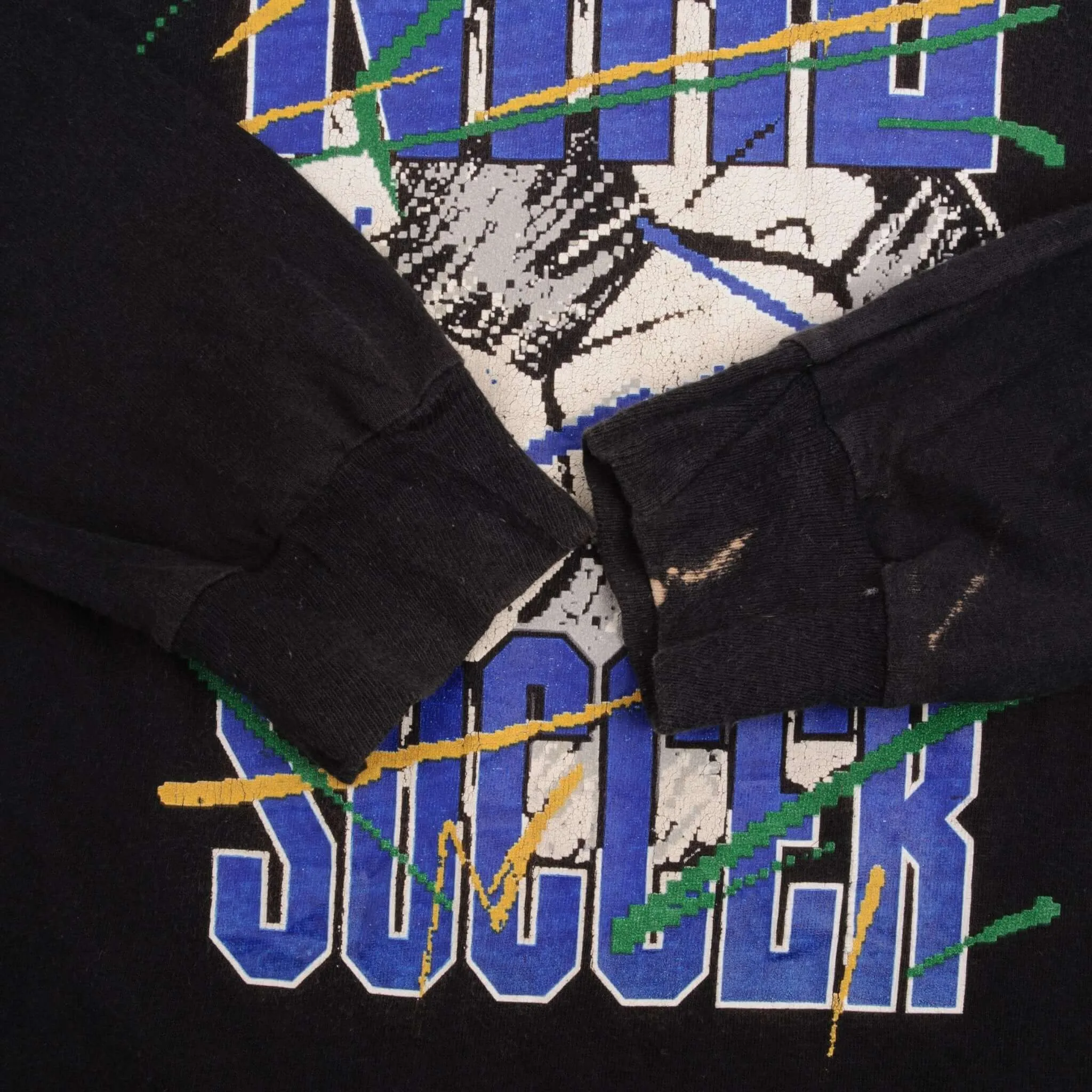 VINTAGE NIKE SOCCER LONG SLEEVE TEE SHIRT LATE 1980S SIZE MEDIUM MADE IN USA