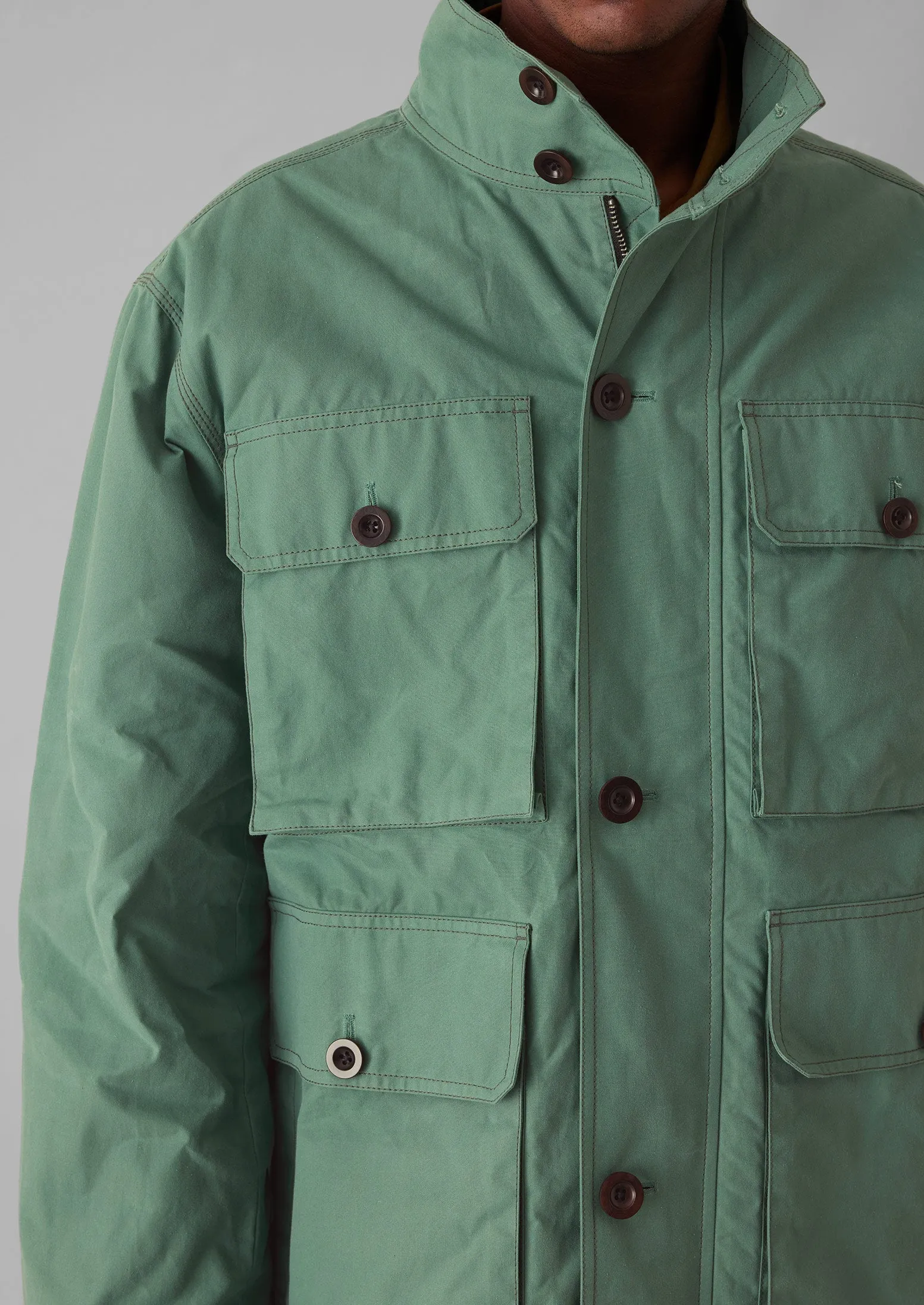 Waxed Cotton Coat | Blue Jade