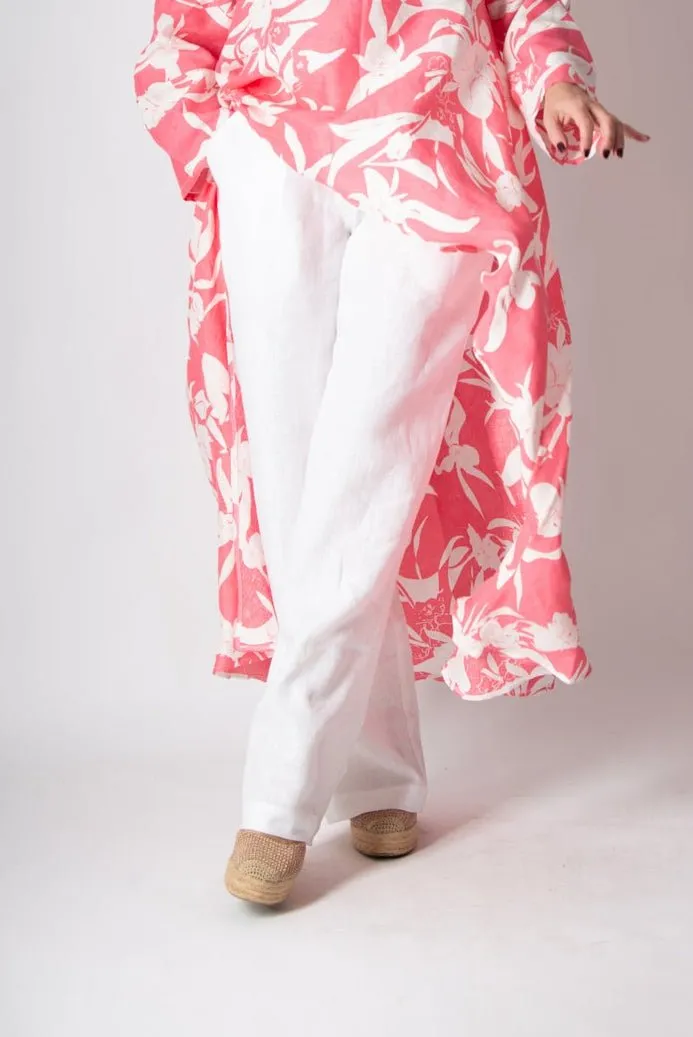 Wide Linen White Pants JESIKA