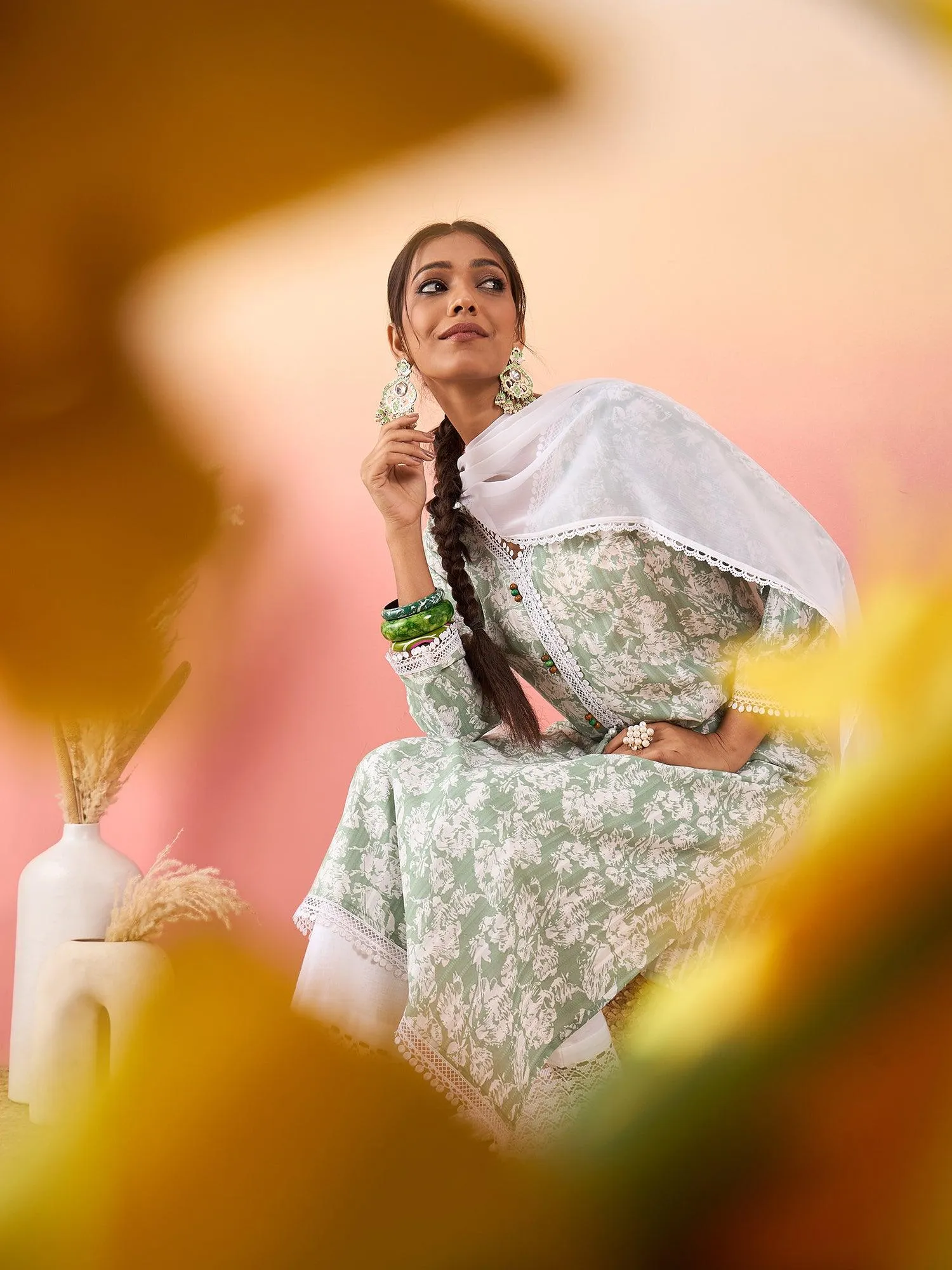Women Paisley Printed Regular Kurta with Trousers & With Dupatta