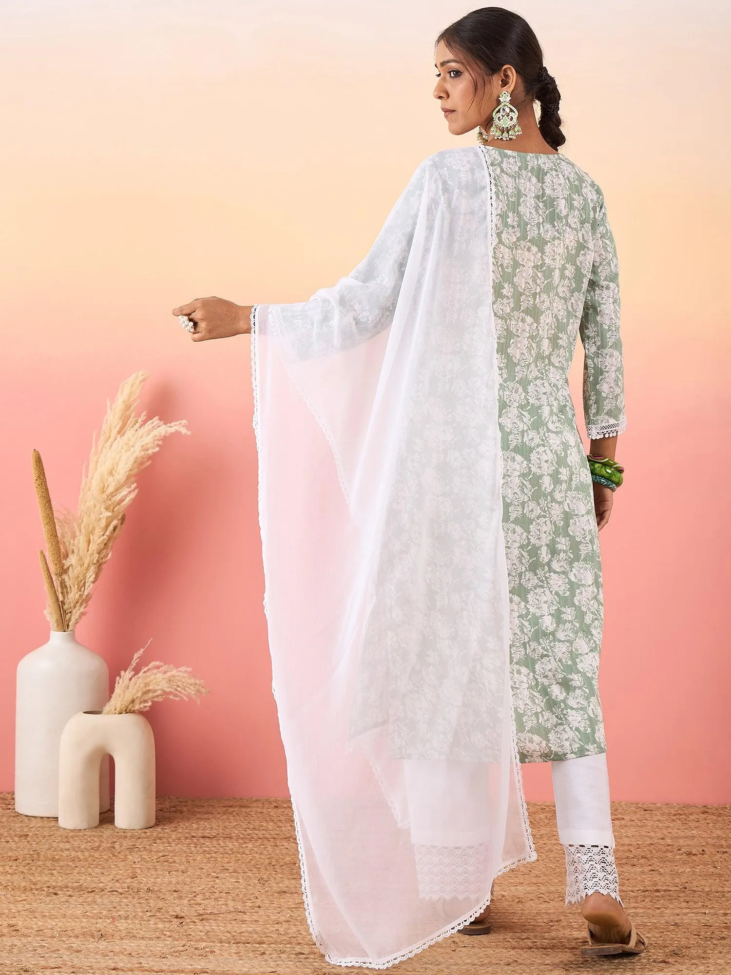 Women Paisley Printed Regular Kurta with Trousers & With Dupatta