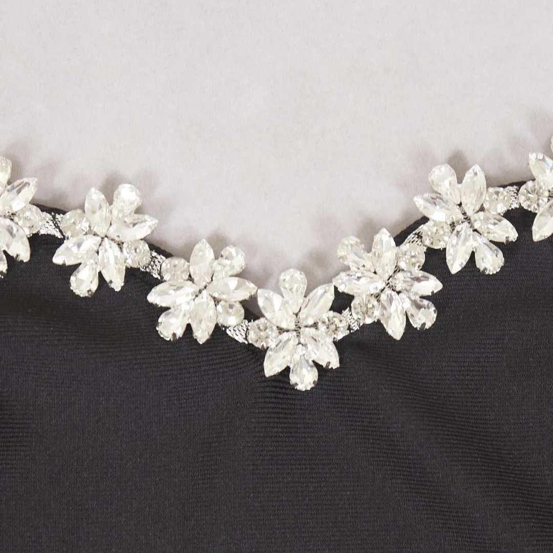 Women Rhinestone Beaded Sleeveless Dress