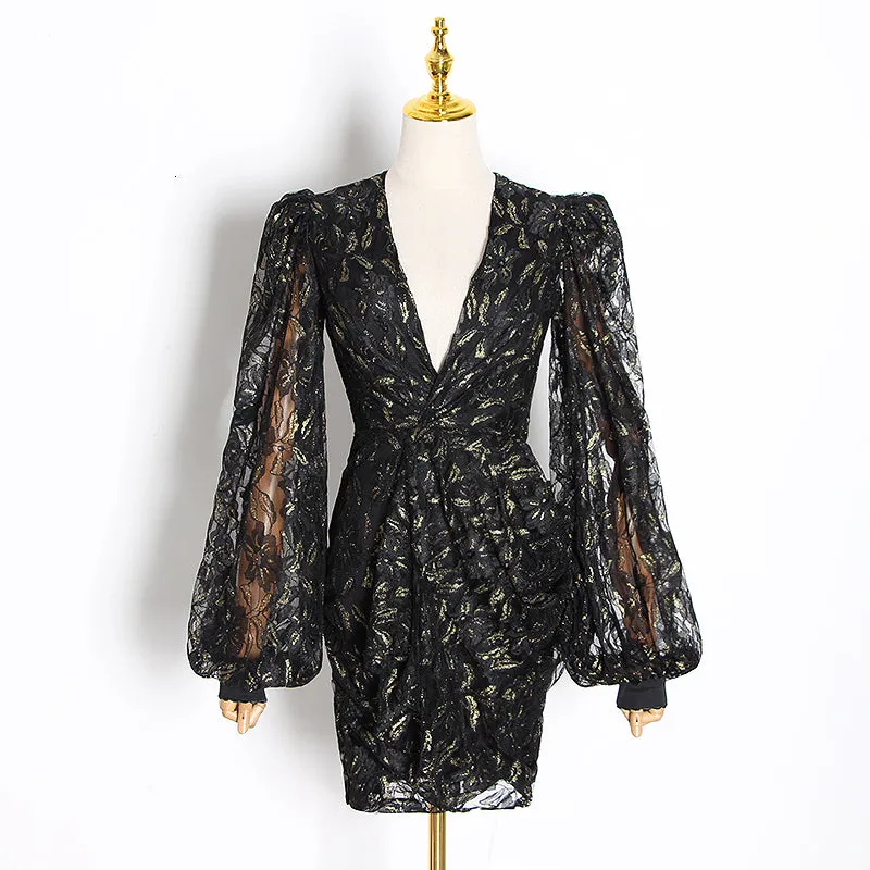 Women's Summer V-Neck High-Waist Dress With Print